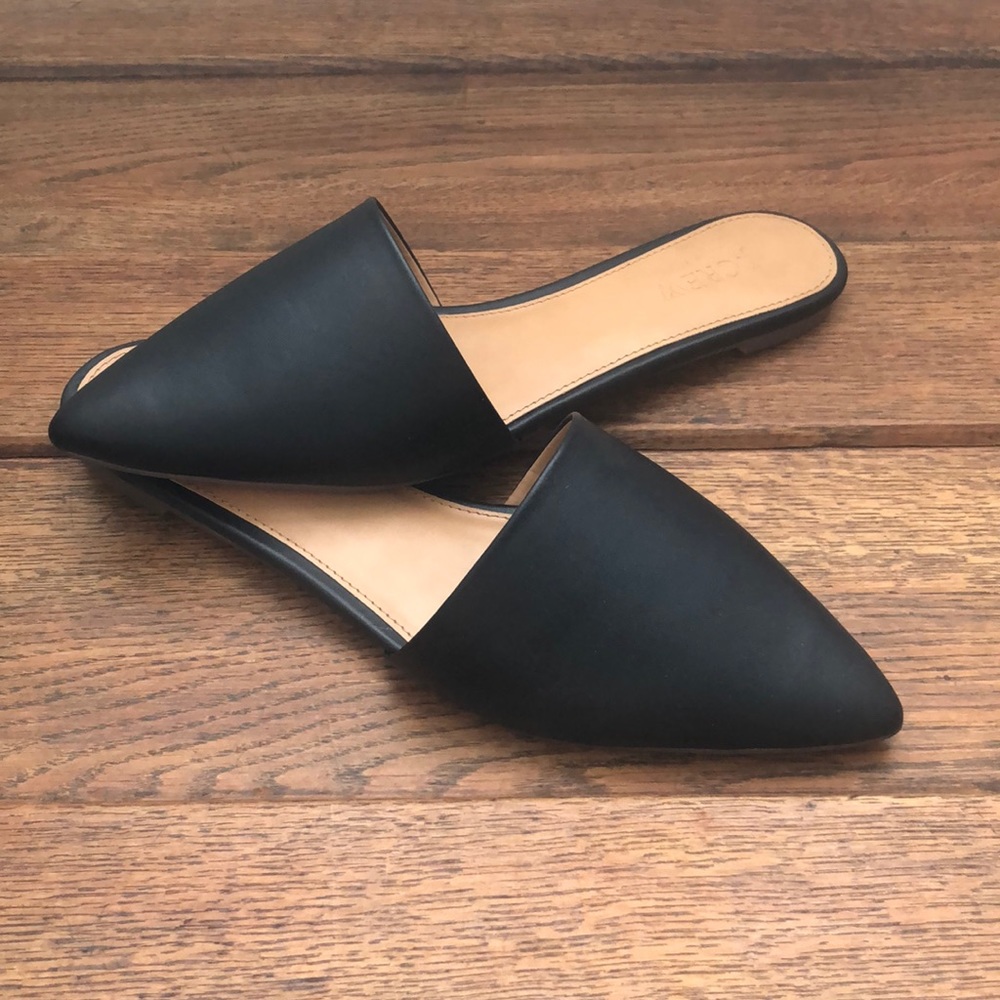 J. Crew Black Mule Slides